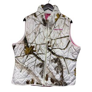 Real Tree Women's Vest Quilted White Camo Outdoors Full Zip Plus Size 3X Hiking